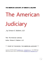 미국의 사법부.THE AMERICAN JUDICIARY, BY SIMEON E. BALDWIN