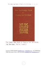 어린이를위한 시의 캠브리지책.The Cambridge Book of Poetry for Children, by Various