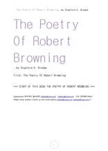 로버트 브라우닝의 시.The Poetry Of Robert Browning, by Stopford A. Brooke