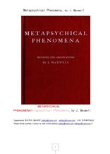 심령 현상 연구.Metapsychical Phenomena, by J. Maxwell