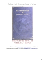 미국인 에세이의 옥스포드책.The Oxford Book of American Essays, by Various