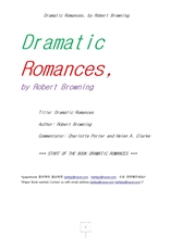 로버트브라우닝의 극적인연애시 드라마틱로망스.Dramatic Romances, by Robert Browning