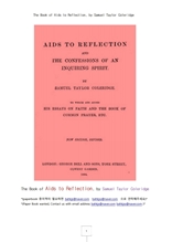 격언의 회상에대한 도움책. The Book of Aids to Reflection, by Samuel Taylor Coleridge