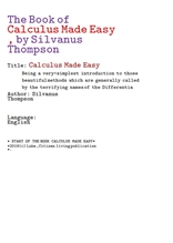 쉽게만든 미적분학 수학.The Book of Calculus Made Easy, by Silvanus Thompson