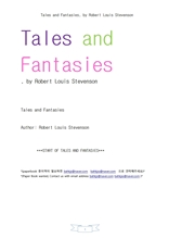 이야기들 과 공상 환타지들.Tales and Fantasies, by Robert Louis Stevenson