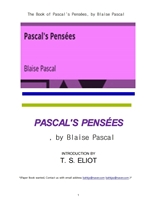 파스칼의명상록 팡세.The Book of Pascal's Pensees, by Blaise Pascal