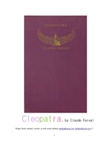 고대 이집트여왕 크레오파트라. The Book of Cleopatra, by Claude Ferva