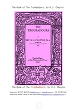음류시인 트로바도르.The Book of The Troubadours, by H.J. Chaytor