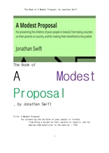 조나단 스위프트의 겸손한 제안.The Book of A Modest Proposal, by Jonathan Swift