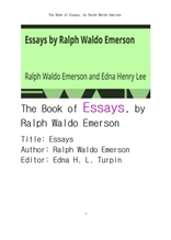 랄프 왈도 에머슨의 에세이집.The Book of Essays by Emerson , by Ralph Waldo Emerson