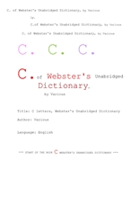 웹스터사전의 C 단어. C. of Webster's Unabridged Dictionary, by Various